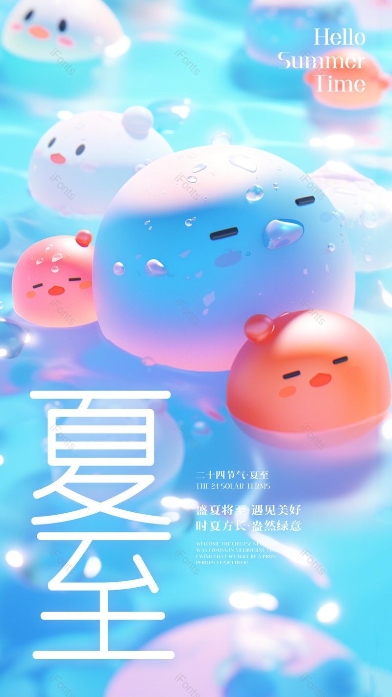 手绘插画卡通可爱冰激凌夏至节气海报,设计模板,设计模板大全,设计模板下载